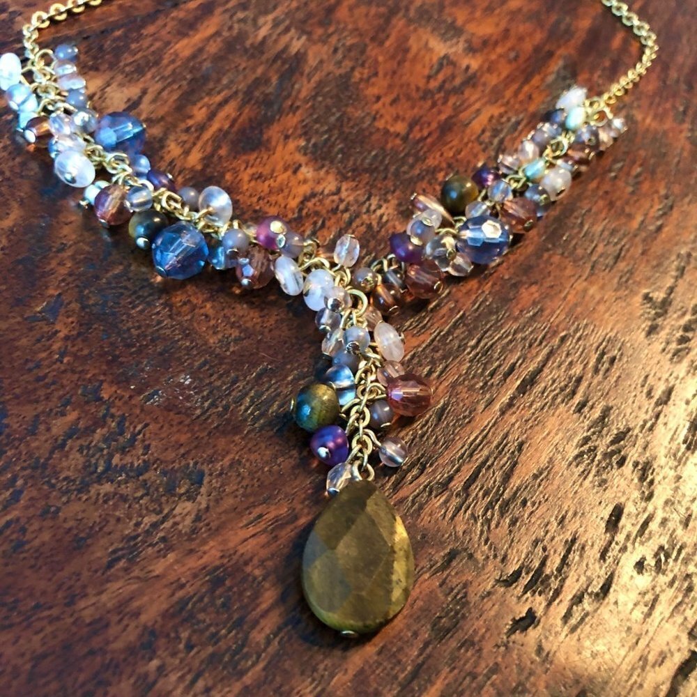 Vintage Avon Nina Ricci Cluster Tigers Eye Necklace